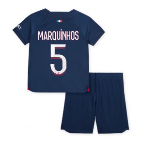 Paris Saint-Germain Marquinhos #5 Dětské Domácí dres komplet 2023-24 Krátký Rukáv (+ trenýrky)